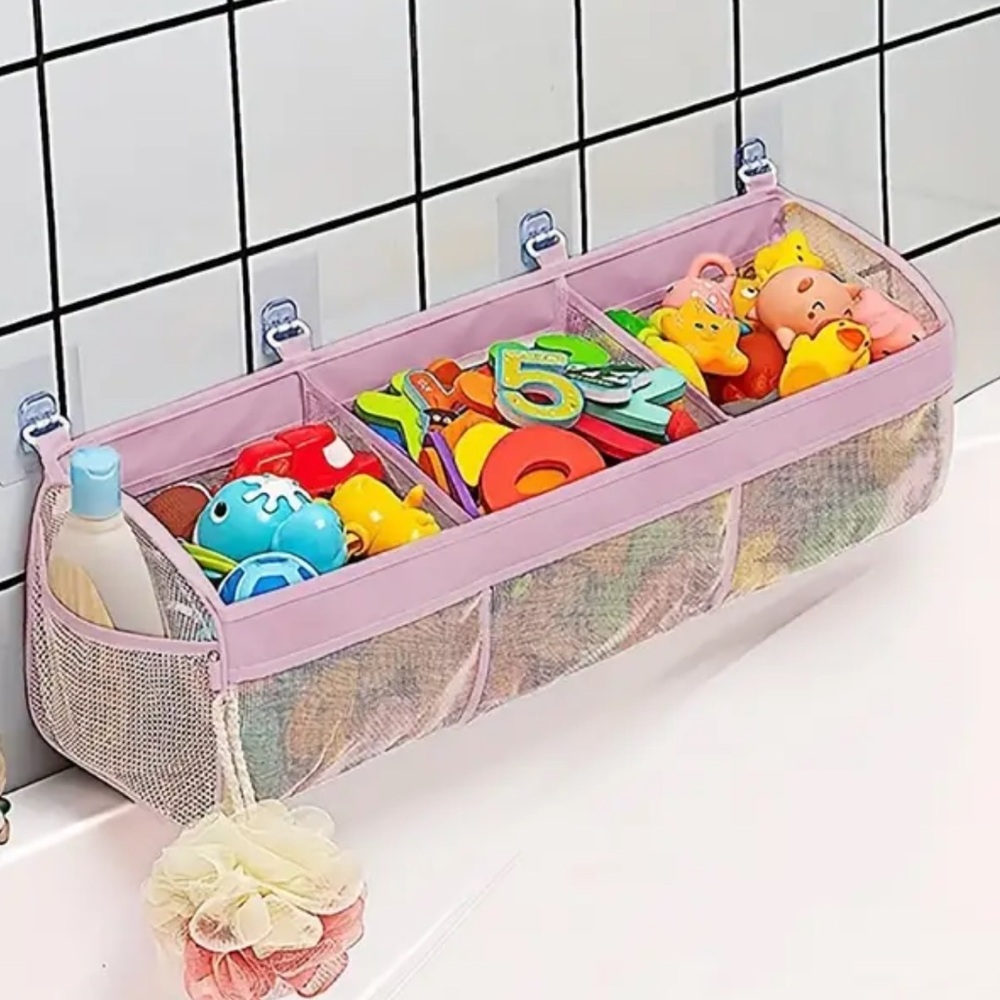 NEW Pink Mesh Bath Toy Organizer